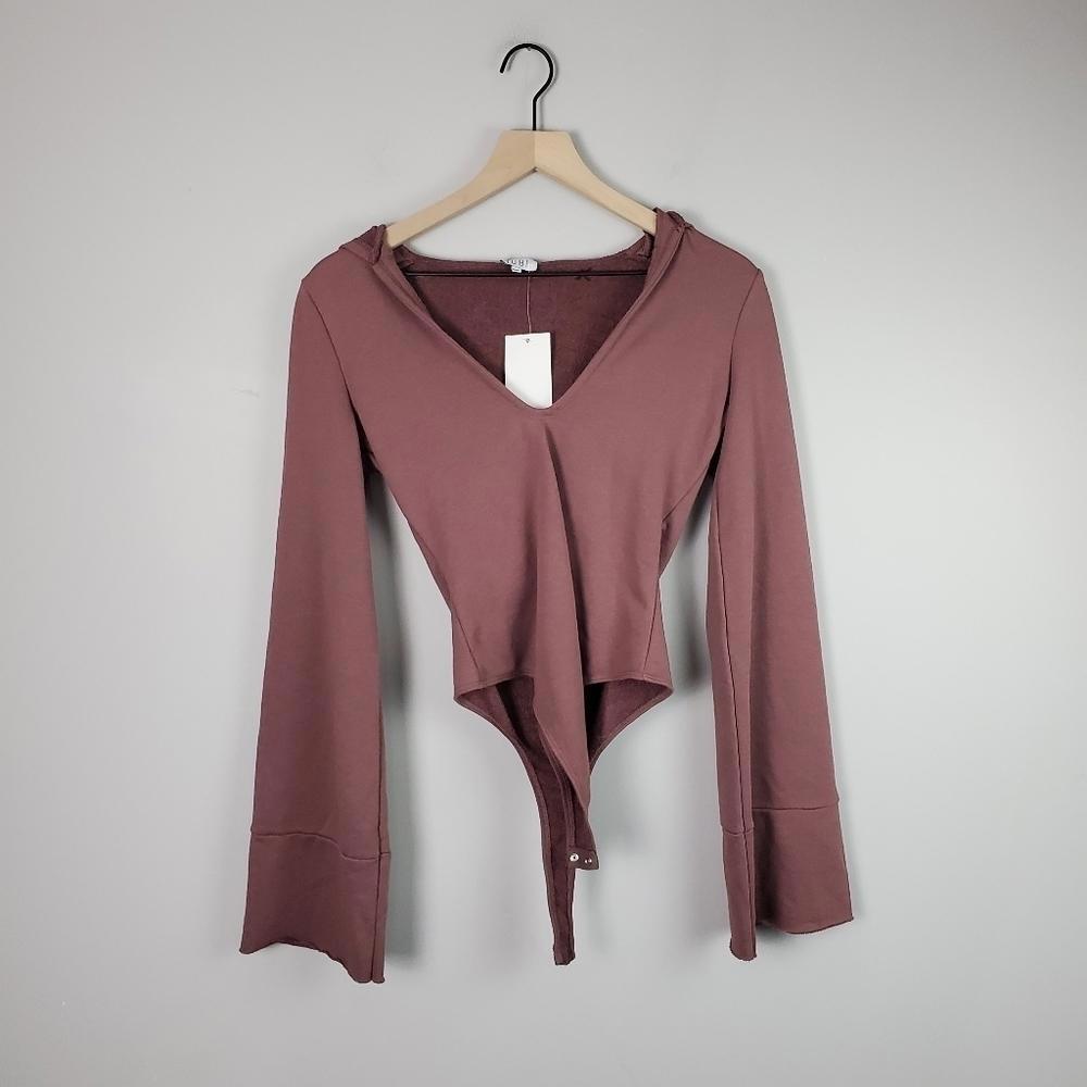 Tobi Marsala Ashlyn Hooded sweatshirt Bodysuit SMALL BNWT - Picture 4 of 10